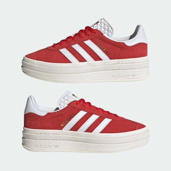 adidas Originals Gazelle Bold W Shadow Red and White Women's Casual Thick Sole
